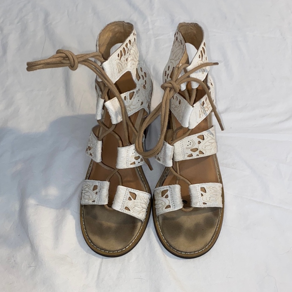 Faryl Cow Fur Lace up Heels